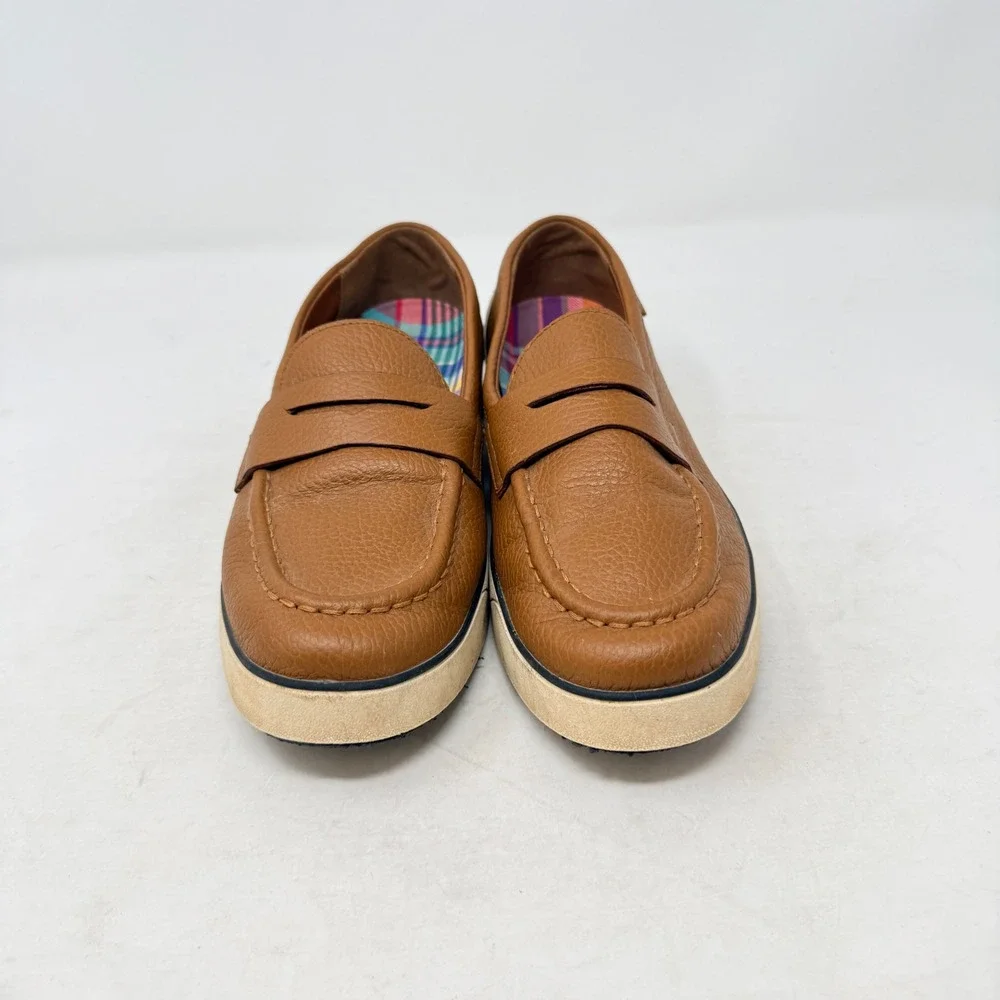 Cole Haan Penny Loafer Sneakers Tan Brown 8B Pebbled Leather Preppy‎ Old Money